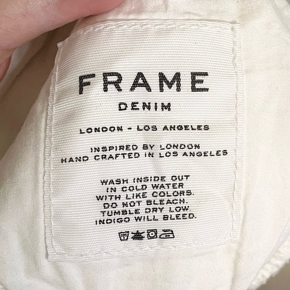 Frame Le Skinny De Jeanne White Denim Raw Hem Mid Rise Skinny Jeans Size 28 - Picture 14 of 16